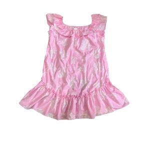 VTG Hawaiian Ruffle Dress Sz XL Pink Tropical Floral Made In‎ Hawaii